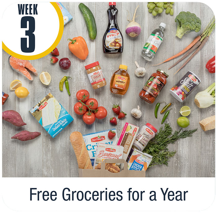 Week 3 prize Free groceries for a years